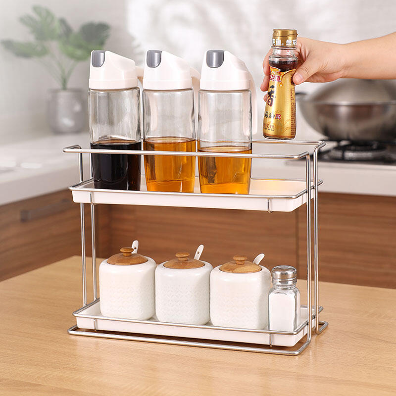 SDR ชั้นวางเครื่องปรุงรสแบบสองชั้นชั้นวางของในห้องครัวทำจากสแตนเลส304ชั้นเก็บของของใช้ในครัวชั้นวางเครื่องปรุงรส ราคา 1,431 บาท*ส่งฟรี