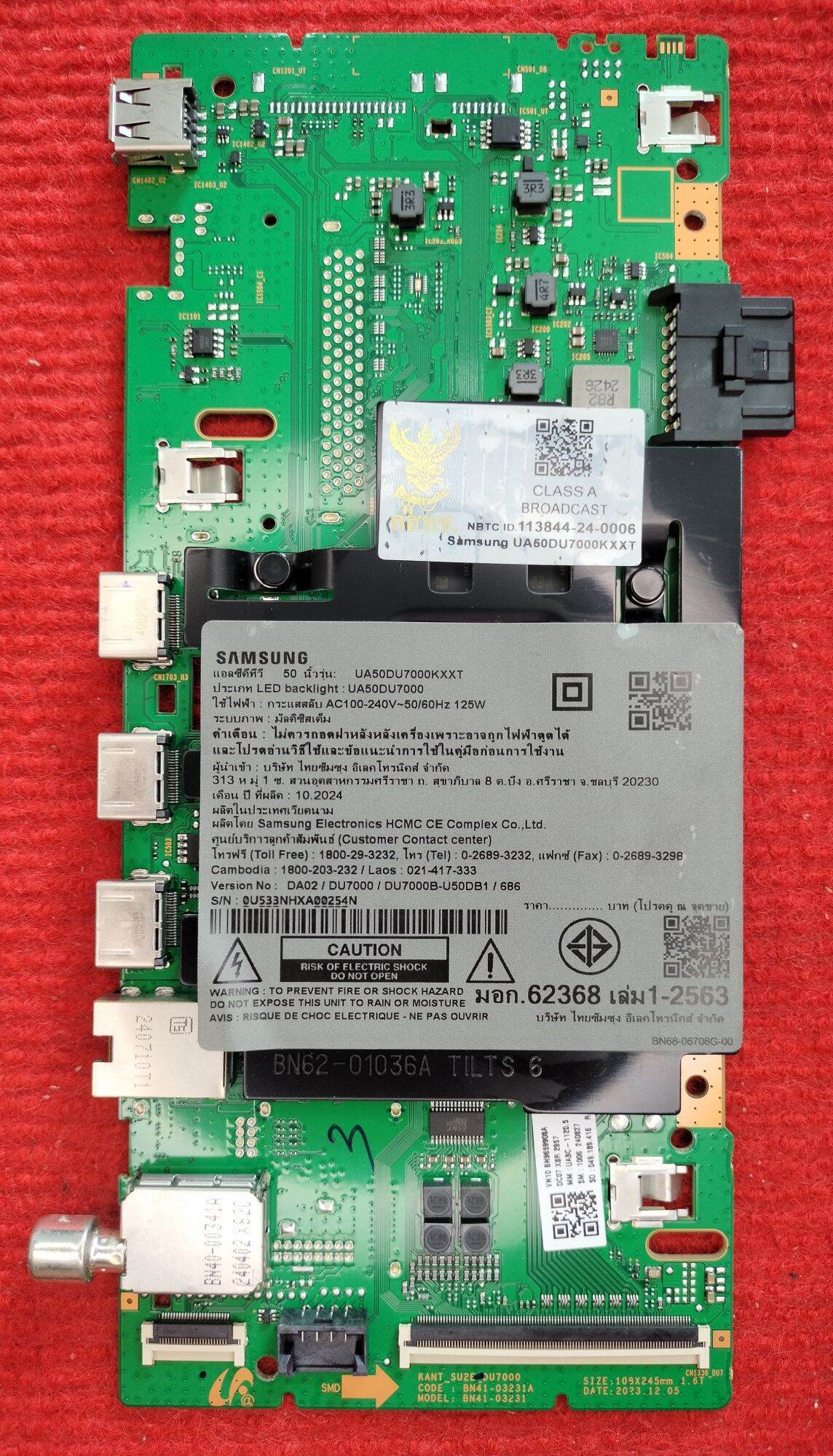 Motherboard for Samsung Tv Ua50Du7000Kxxt, Part Number Bn9659908A, Version: Da02, 100% Genuine, Second-Hand in Good Condition, Tested before Sending. ราคา 1,480 บาท*ส่งฟรี
