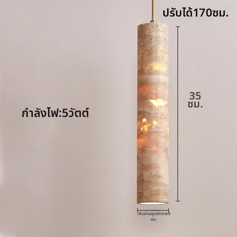 โคมไฟเพดาน LED แบบห้อย โคมไฟระย้าหินอ่อน ไฟเส้นยาว สำหรับร้านอาหาร บาร์ เคาน์เตอร์ แสงหรูหรา ศิลปะแสงไฟ ห้องนอน โคมไฟข้างเตียง สไตล์ครีม