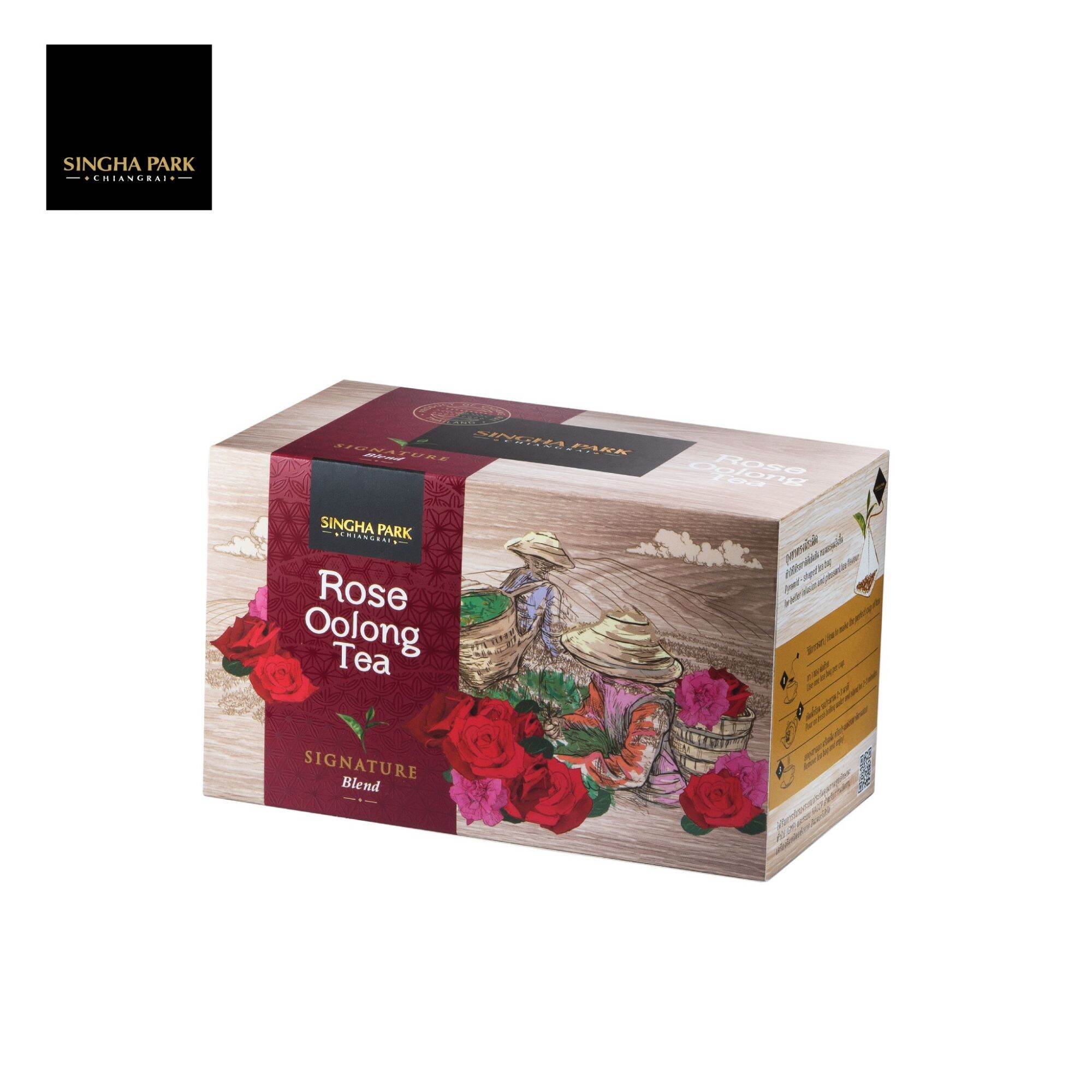 ชาอู่หลงผสมดอกกุหลาบ ชนิดซอง สิงห์ปาร์ค เชียงราย Rose Oolong Tea Singha