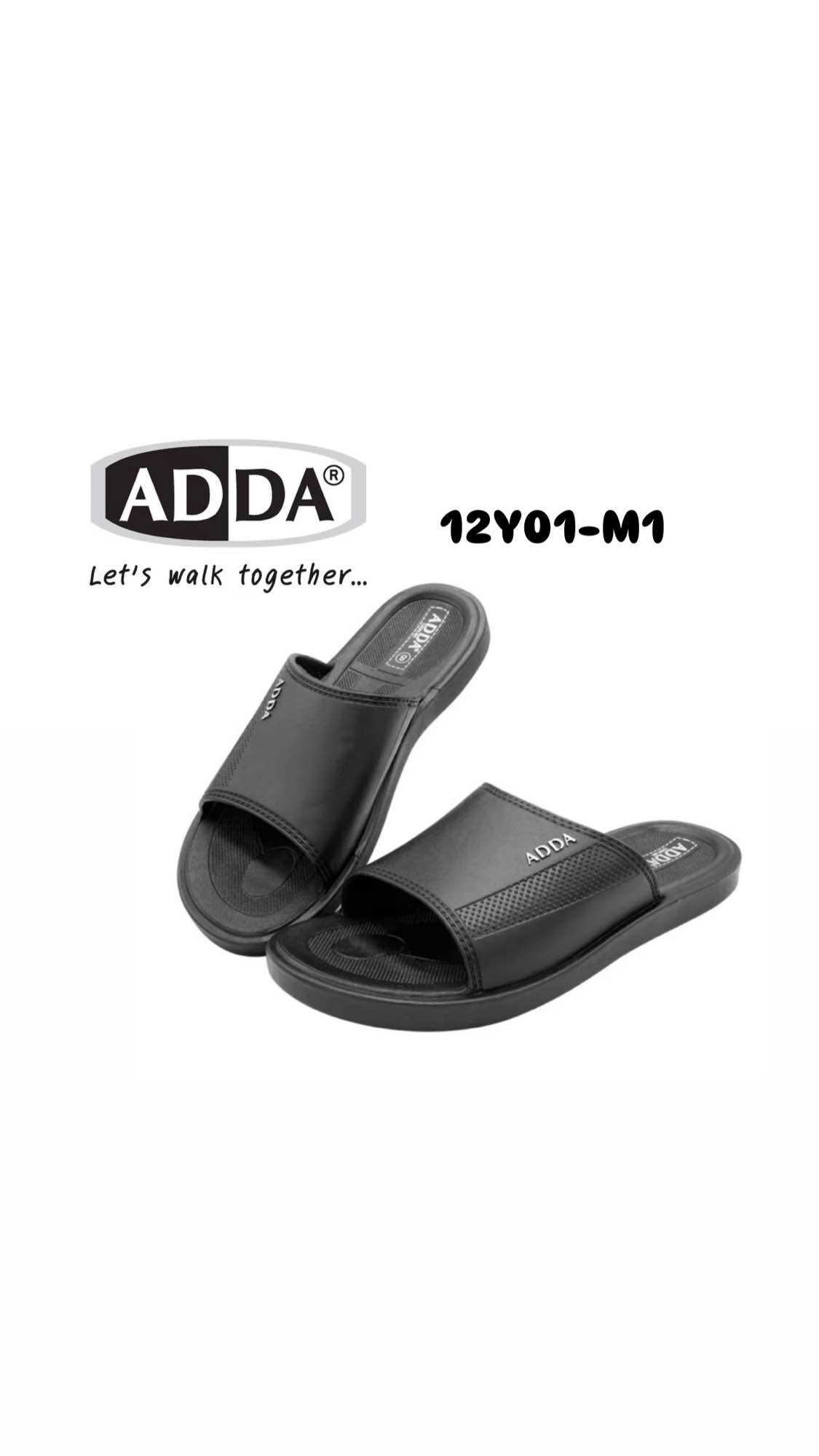 รุ่น 12Y01-M Adda รองเท้าแตะสวมแอ็ดด้า เบอร์ 7-11 สีดำ เหมาะสำหรับบุคคลทั่วไปที่ใช้ในชีวิตประจำวัน ราคา 85 บาท*ส่งฟรี
