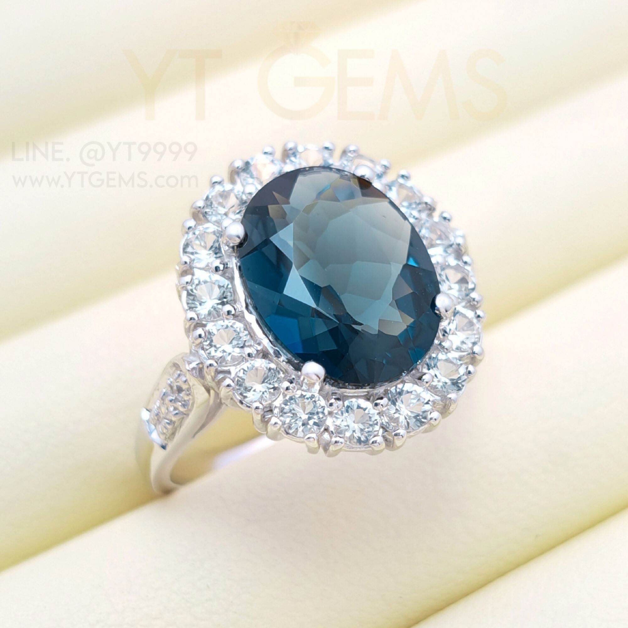 แหวน YTGems ลอนดอนบลูโทแพซ ล้อมเพชร เงินแท้ ชุบทองคำขาว พลอยแท้ YTG-11779 ราคา 10,153 บาท*ส่งฟรี