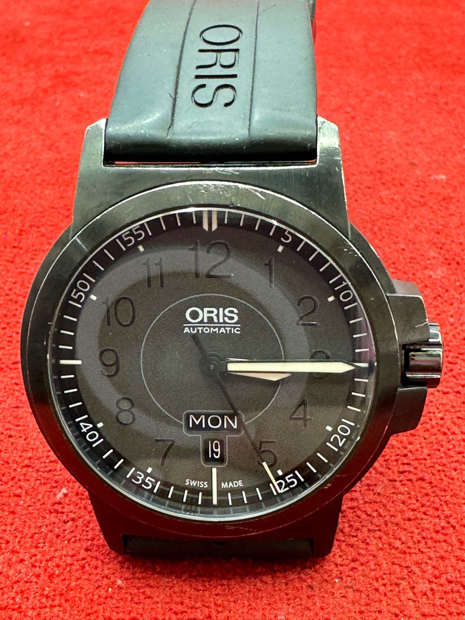 ORIS Automatic 26 Jewels ตัวเรือนสแตนเลสรมดำ นาฬิกาผู้ชาย มือสองของแท้ ...