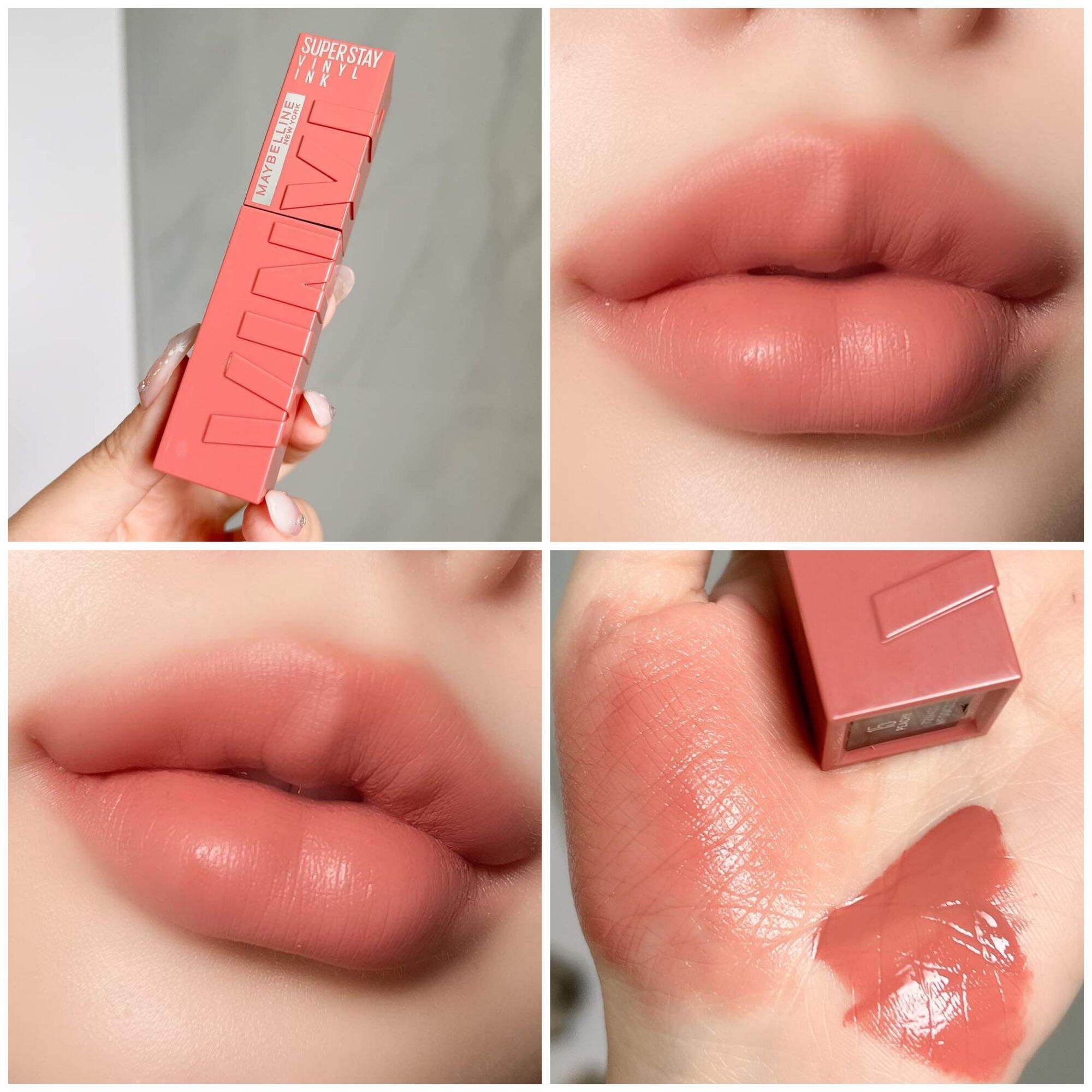 Maybelline Superstay Vinyl lnk รุ่นใหม่ ชมพูพีชนู้ดแบบละมุนมาก แมตต์แบบ ...