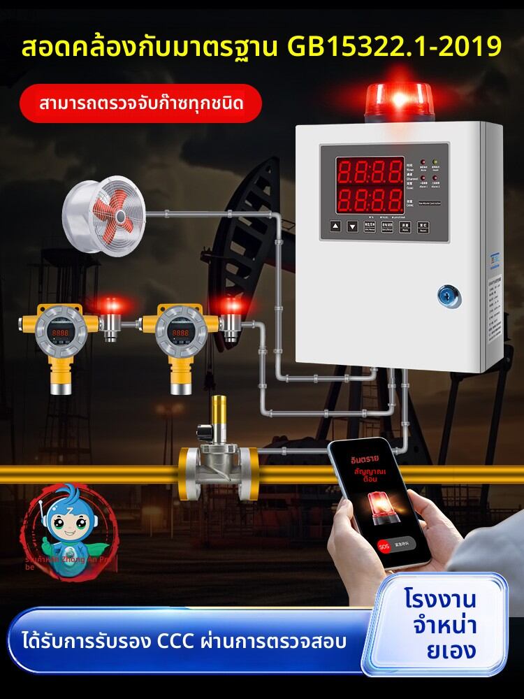 ZHONGAN | National Standard Compliant Flammable Gas Detector for Oxygen, Toluene, and Nitrogen ราคา 1,477 บาท*ส่งฟรี