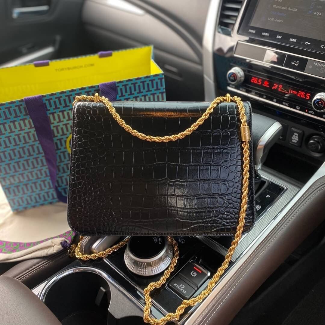 งานช็อป ???? Tory Burch Eleanor CrocodileEmbossed Chain Shoulder Bag