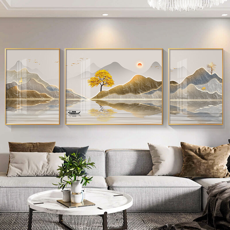 [BAOGEYU | Abstract New Chinese Style Mountain and Water Mural Trio,BAOGEYU | Abstract New Chinese Style Mountain and Water Mural Trio,] ราคา 2,205 บาท*ส่งฟรี