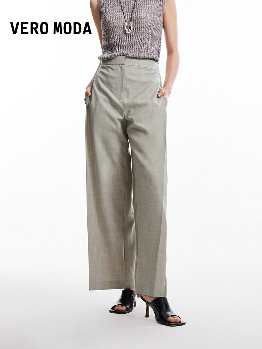 เสื้อผ้าแฟชั่นสตรี Vero Moda เวโร โมดา | การพักผ่อนสไตล์ใหม่กางเกงหลวมสีทึบธุรกิจตรง