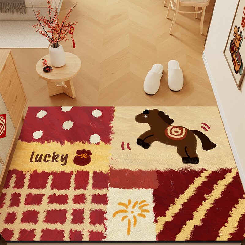DENGYAOMENG | Entrance Door Mat PVC Leather Stain-Resistant Red New ราคา 4,488 บาท*ส่งฟรี