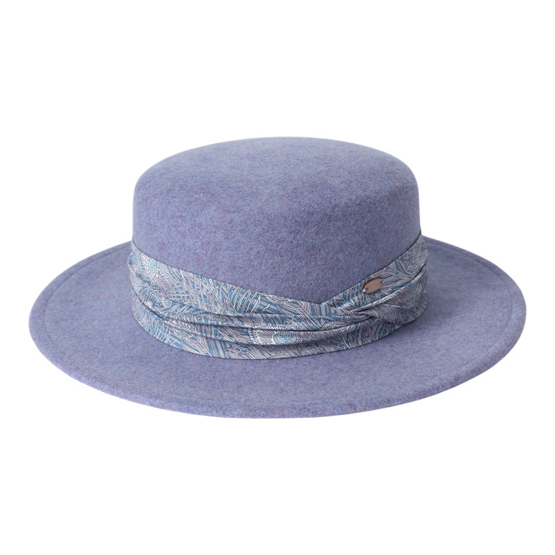 Mr DUCK | Handmade Elegant Print Ribbon Fine Wool Flat Top Hat ราคา 2,646 บาท*ส่งฟรี