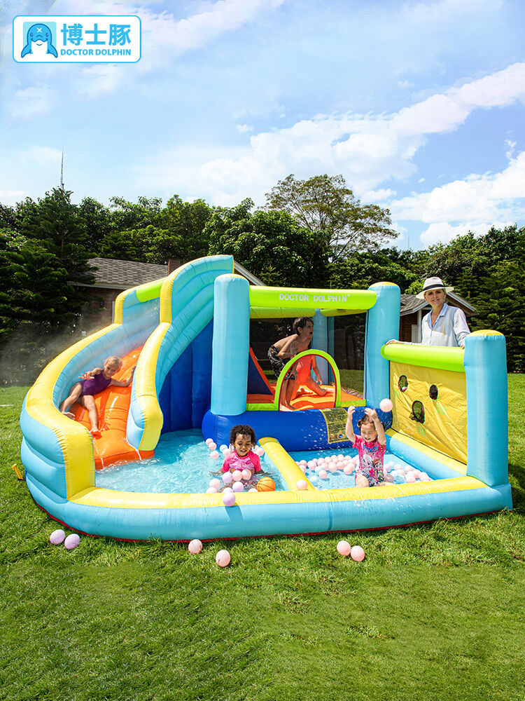 DOCTOR DOLPHIN | Inflatable Castle for Kids with Slides Bouncer and Safety Net Indoor & Outdoor Use ราคา 19,111 บาท*ส่งฟรี
