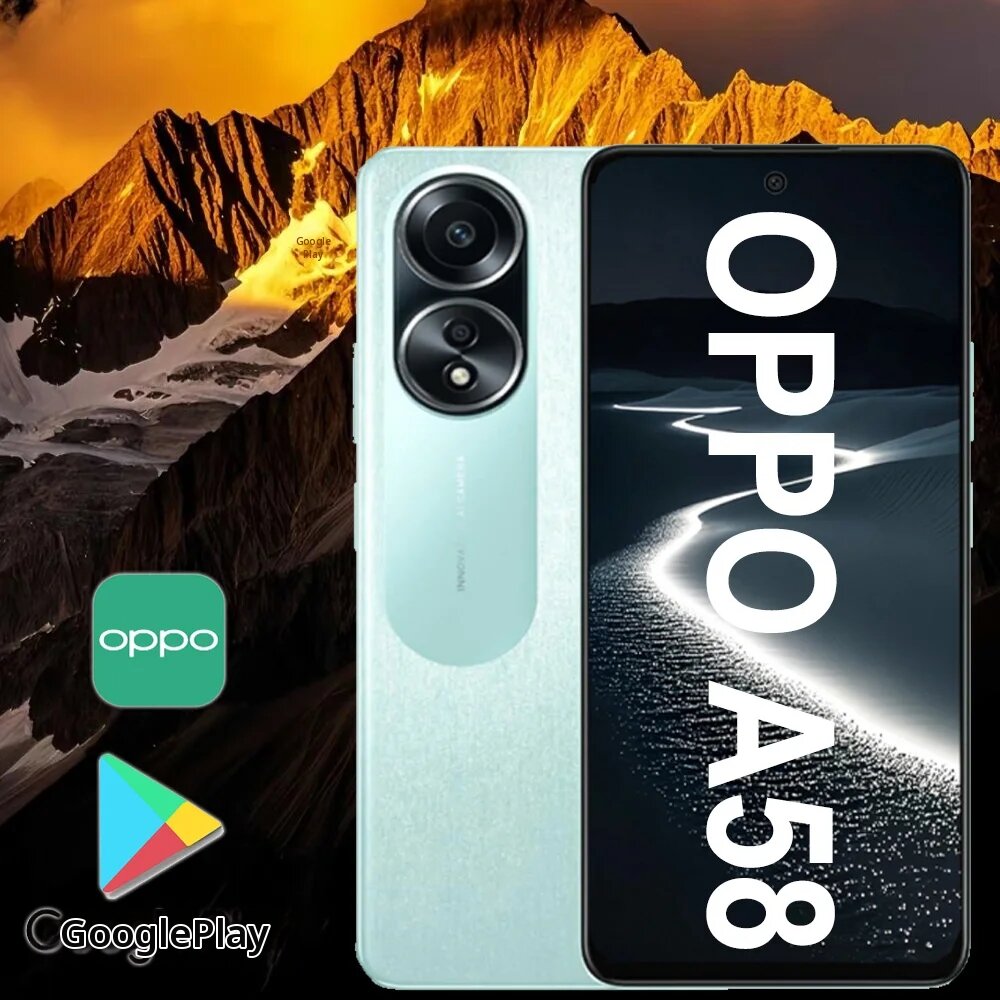 OPPO | OPPO A58 โทรศัพท์มือถือของแท้ แบตเตอรี่ 5000mAh ใช้งานได้ยาวนาน ช่องเสียบหูฟัง Type-C+3.5 มม. โทรศัพท์มือถือ 8GB+256GB