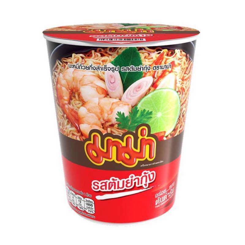 Mama Cup tom yum shrimp flavor 60g ราคา 18 บาท*ส่งฟรี