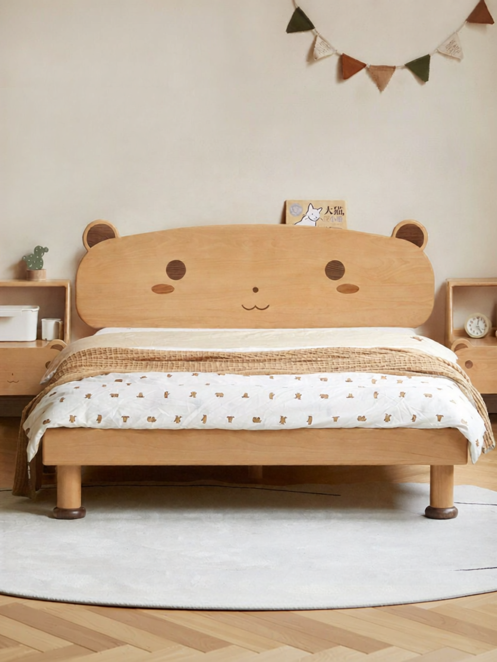 WEISHA | Simple Cartoon Bear Children's Bed Beech Wood ราคา 11,225 บาท*ส่งฟรี