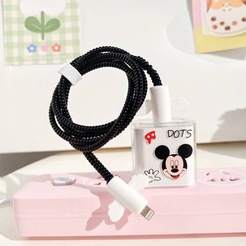 ?พร้อมส่ง?Appleชุดถนอมสายชาร์จลายการ์ตูนน่ารัก/เคสTPUหัวชาร์จ5Wกับ18W/20W