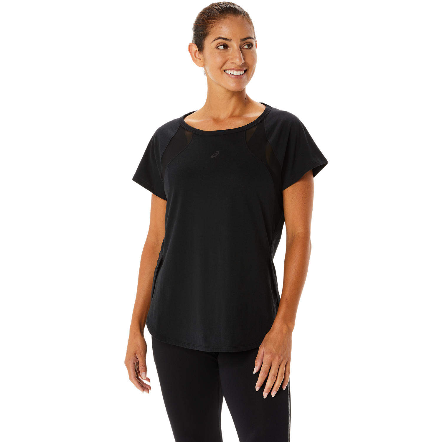 ASICS : WOMEN MESH PANEL TRAINING SS TOP WOMEN TRAINING เสื้อ ผู้หญิง เสื้อ เสื้อคอกลม ของแท้ PERFORMANCE BLACK ราคา 650 บาท*ส่งฟรี