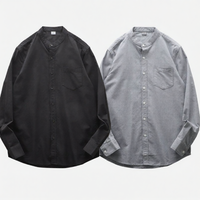 DUKEEN |เสื้อเชิ้ตผ้าคอทตอนออกซ์ฟอร์ด แขนยาว ปกตั้งสไตล์เฮนรี่