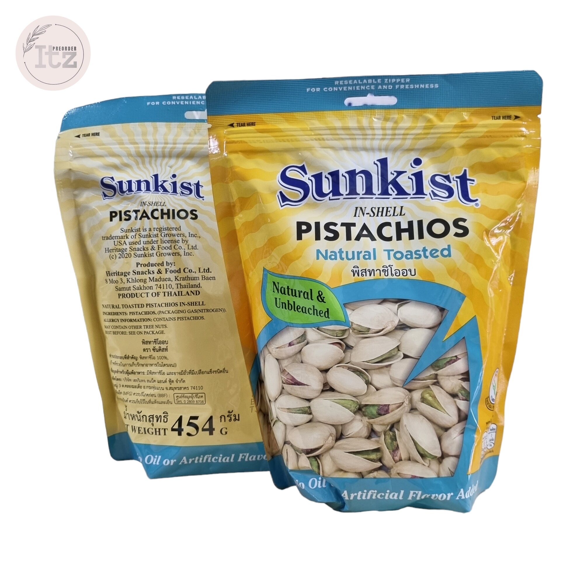 Sunkist PISTACHIOS Natural Toasted พิสทาชิโออบ 454g. (Exp 06/2026) ราคา 370 บาท*ส่งฟรี