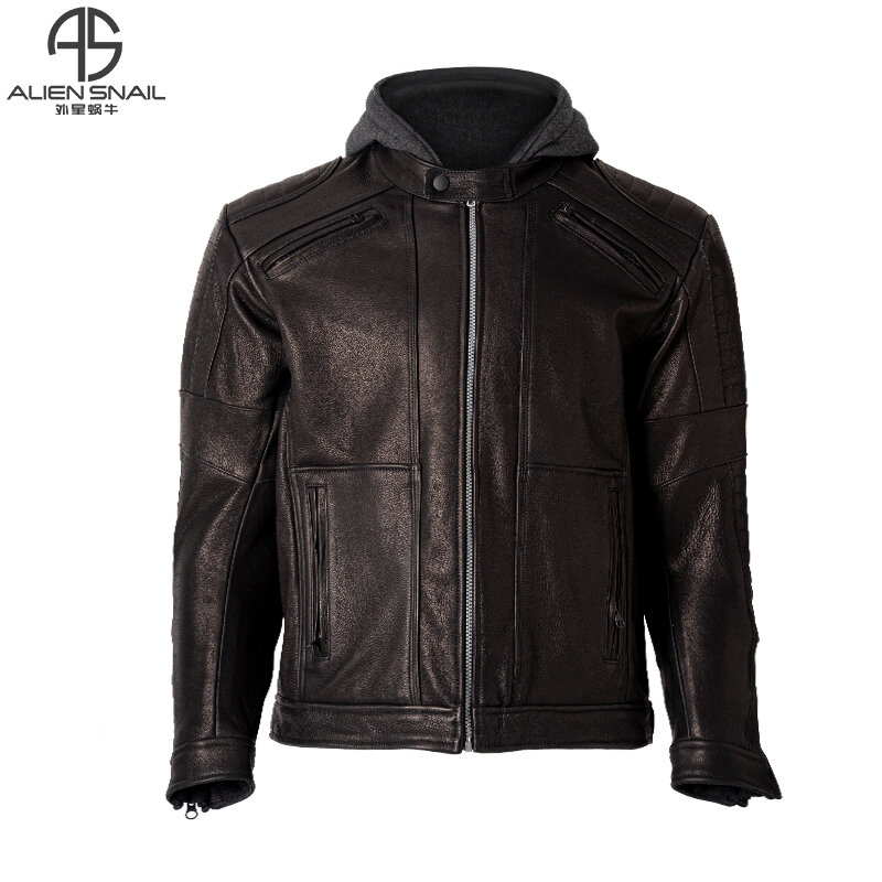 ALIEN SNAIL | Alien Snail Motorcycle Leather Jacket Men's Vintage Riding Clothes Anti-Fall All-Season Genuine Leather Motorcycle Vest ราคา 12,531 บาท*ส่งฟรี
