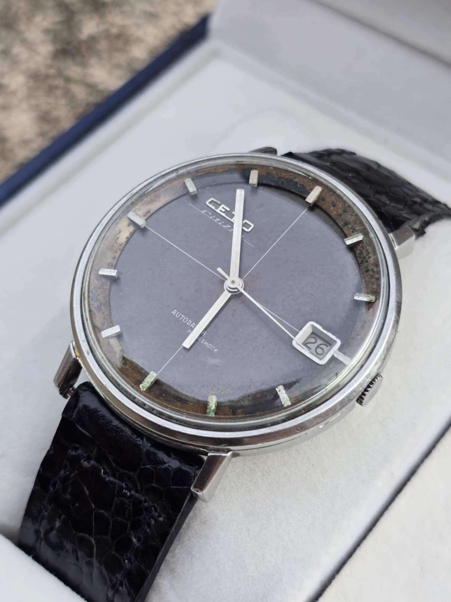 นาฬิกา CITIZEN CETO AUTOMATIC หลังรูปนกเพนกวินโรเตอร์รางรถไฟ หน้าปัดดำ ราคา 7,090 บาท*ส่งฟรี