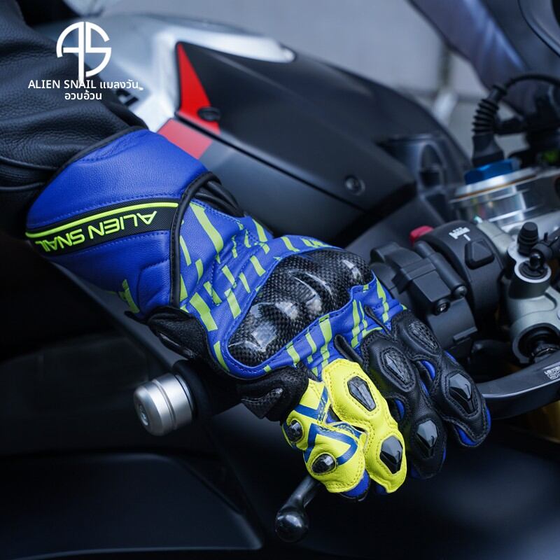 ALIEN SNAIL | Long Genuine Leather Motorcycle Racing Gloves Four Seasons Anti-fall Touchscreen Carbon Fiber Riding Gloves Alien Snail Brand ราคา 4,369 บาท*ส่งฟรี