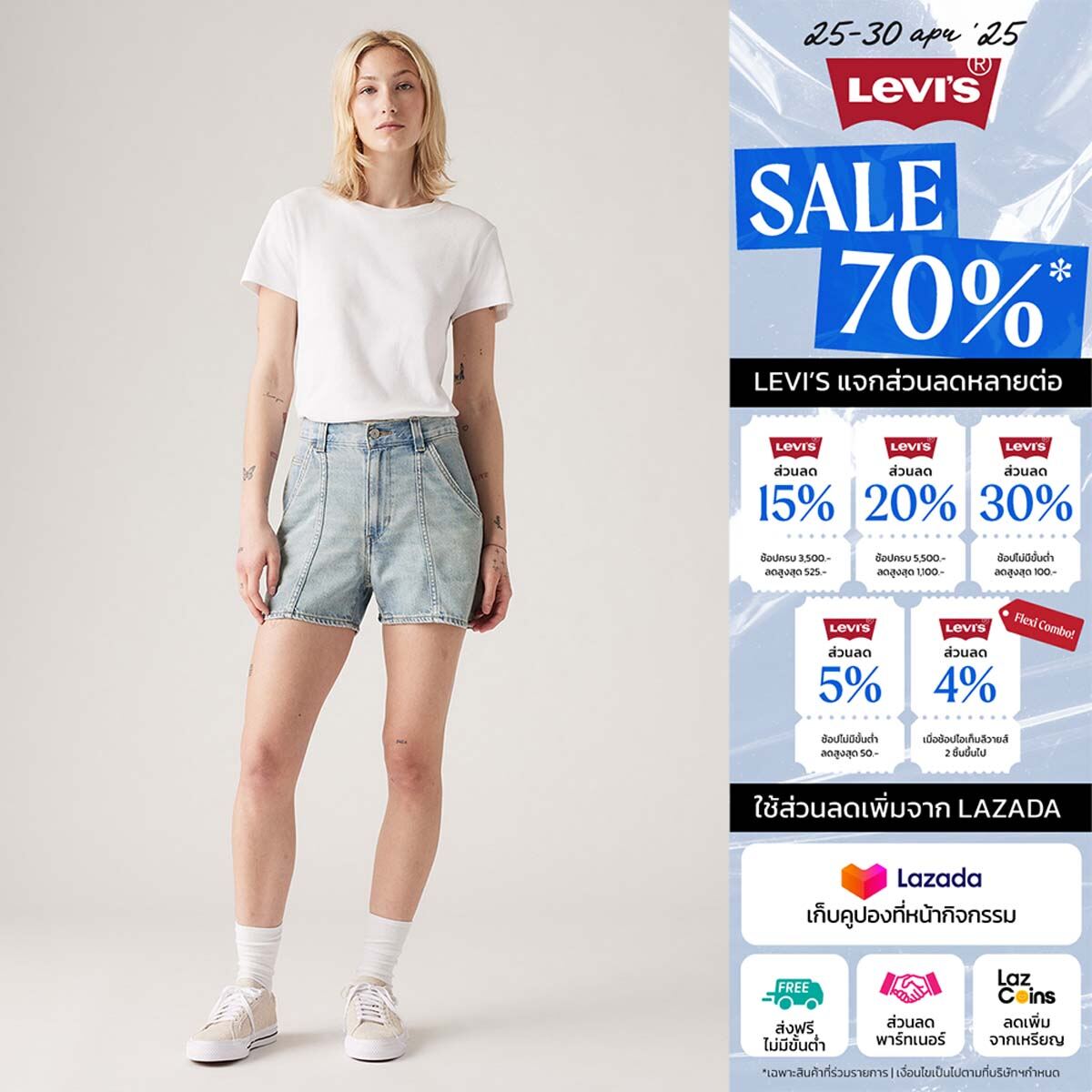 กางเกงขาสั้น Levi's® Women's Carpenter Shorts ราคา 945 บาท*ส่งฟรี