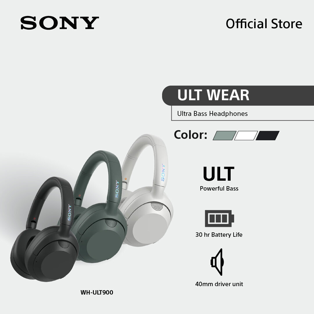 Sony Headphones Model Wh-Ult900N | Wireless Noise Cancelling Headphones | Bluetooth ® 5.2 | Long-Lasting Listening with up to 30 Hours of Playtime.
