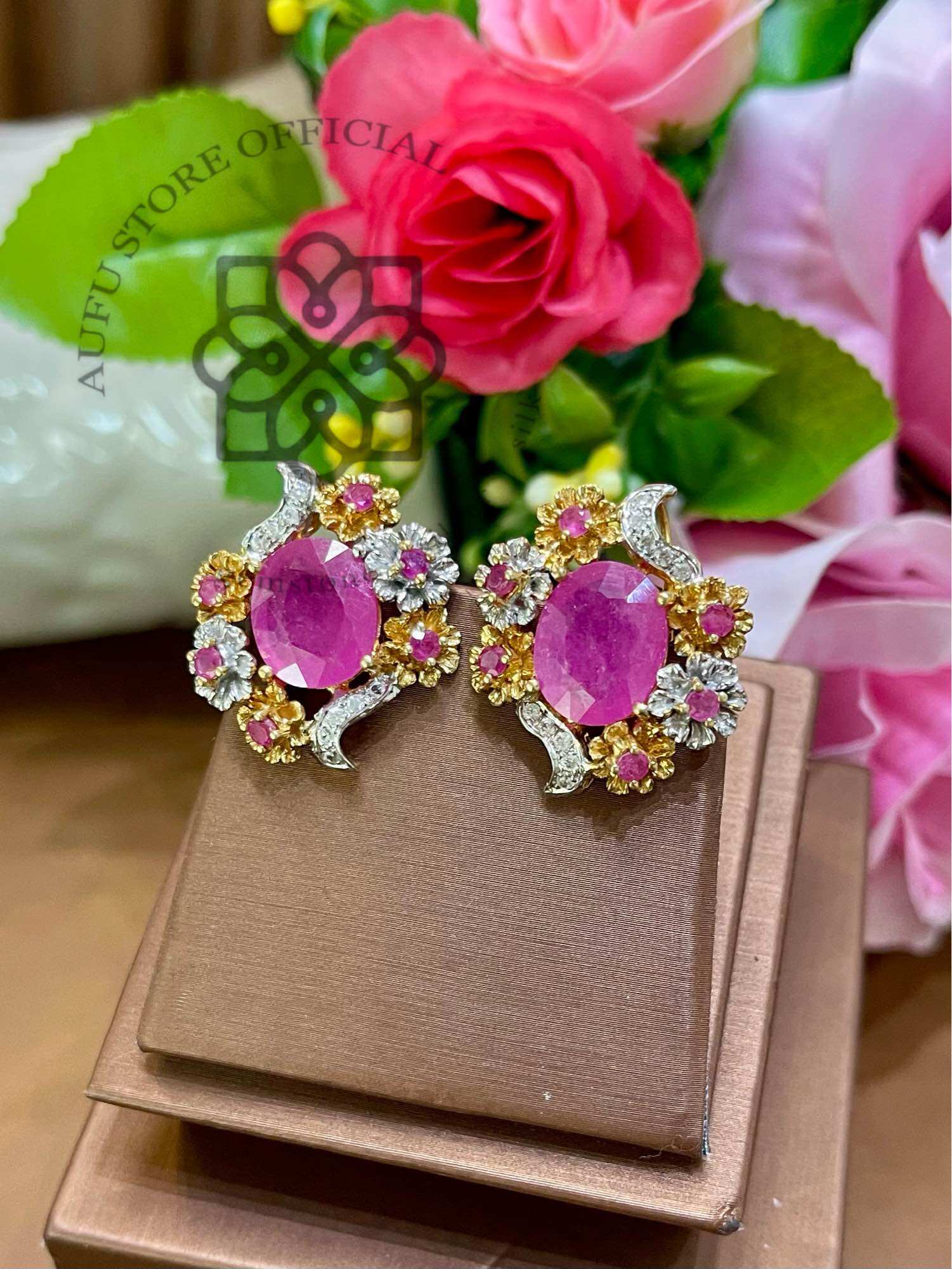 🔥ต่างหูพลอยแท้ ทับทิมแท้พม่าน้ำสวย อัญมณีคัดเกรด (สินค้ามีชิ้นเดียวค่ะ สั่งทำพิเศษ) ราคา 9,999 บาท*ส่งฟรี