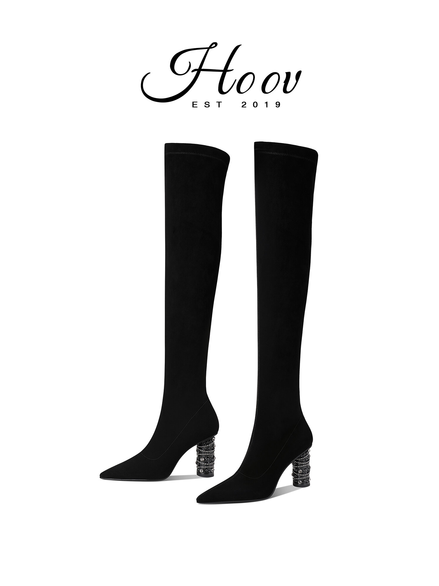 HOOV | A/W Designers' Zircon Studded Heeled Ankle Boots ราคา 8,192 บาท*ส่งฟรี