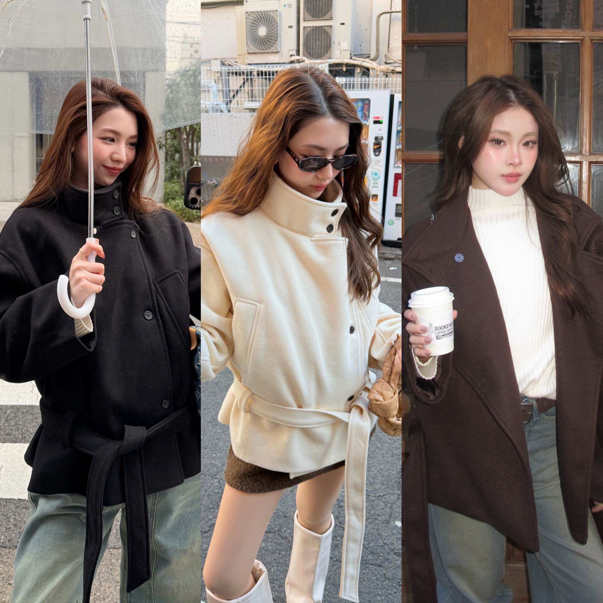 Malimays - Buttoned Wool Coat, Wool Coat ราคา 1,161 บาท*ส่งฟรี