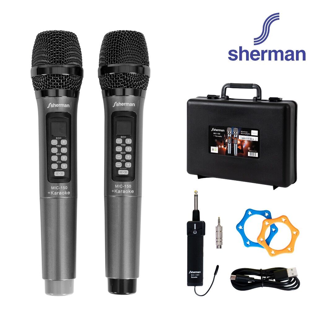 Sherman MIC-150+KARAOKE ไมโครโฟนไร้สาย ไมค์ลอยไร้สาย สำหรับร้องคาราโอเกะ UHF 40 Ch ราคา 2,900 บาท*ส่งฟรี
