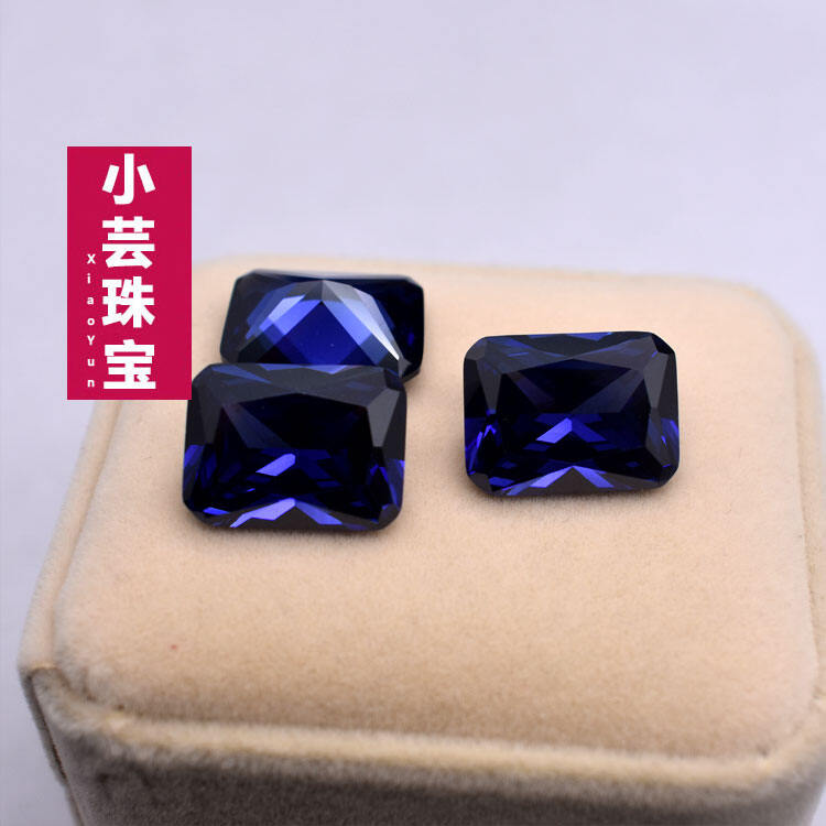 ธรรมชาติ Tanzanite SAPPHIRE สี่เหลี่ยมผืนผ้าแหวนเปลือยแร่สำหรับชายและหญิง DIY แหวนสีฟ้าหลักหินหินแทนซาไนท์ต่างหูเพชร