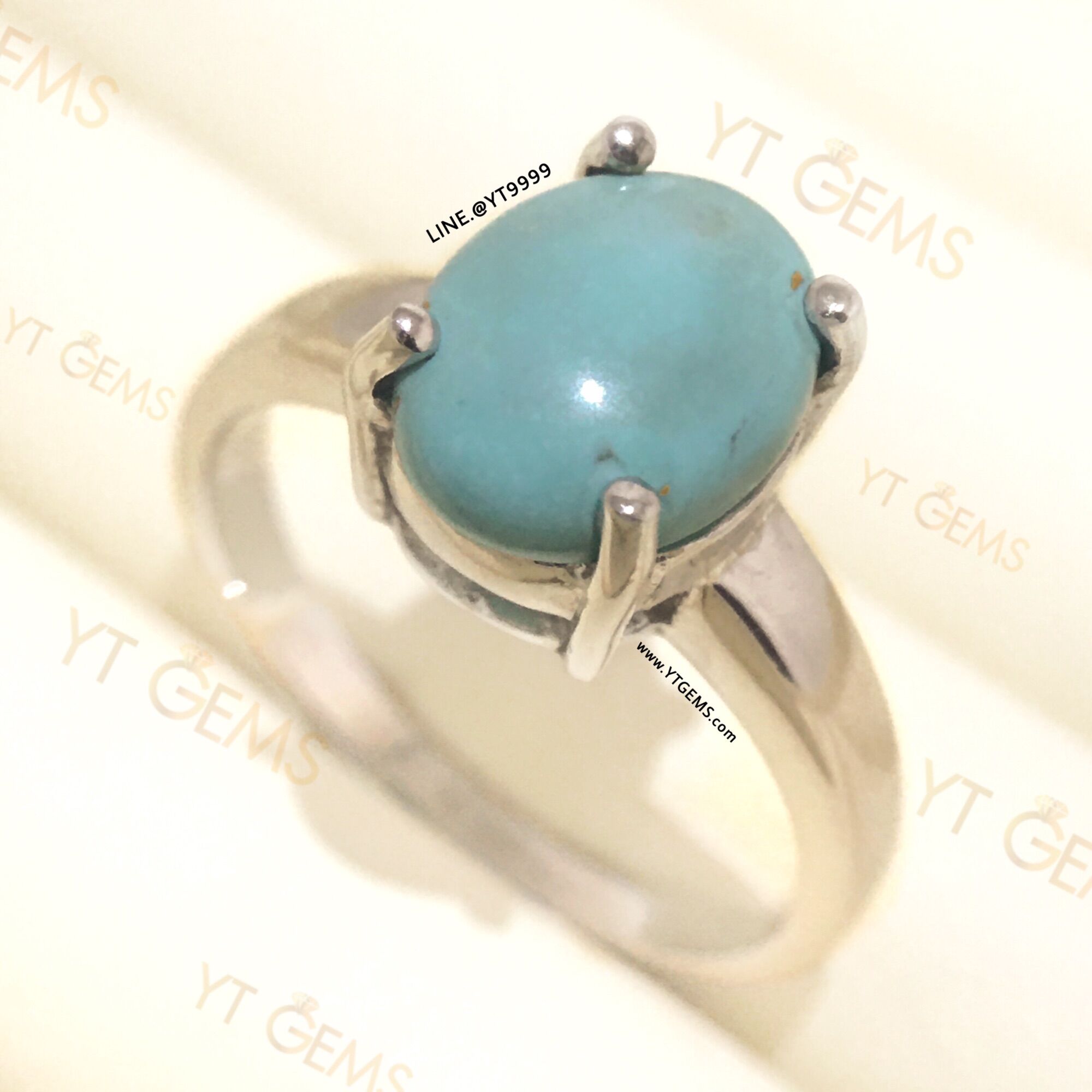 แหวนเทอร์ควอยส์ แหวนเงินแท้ ชุบทองคำขาว เทอร์ควอยส์แท้ YTG-11644 ราคา 6,580 บาท*ส่งฟรี