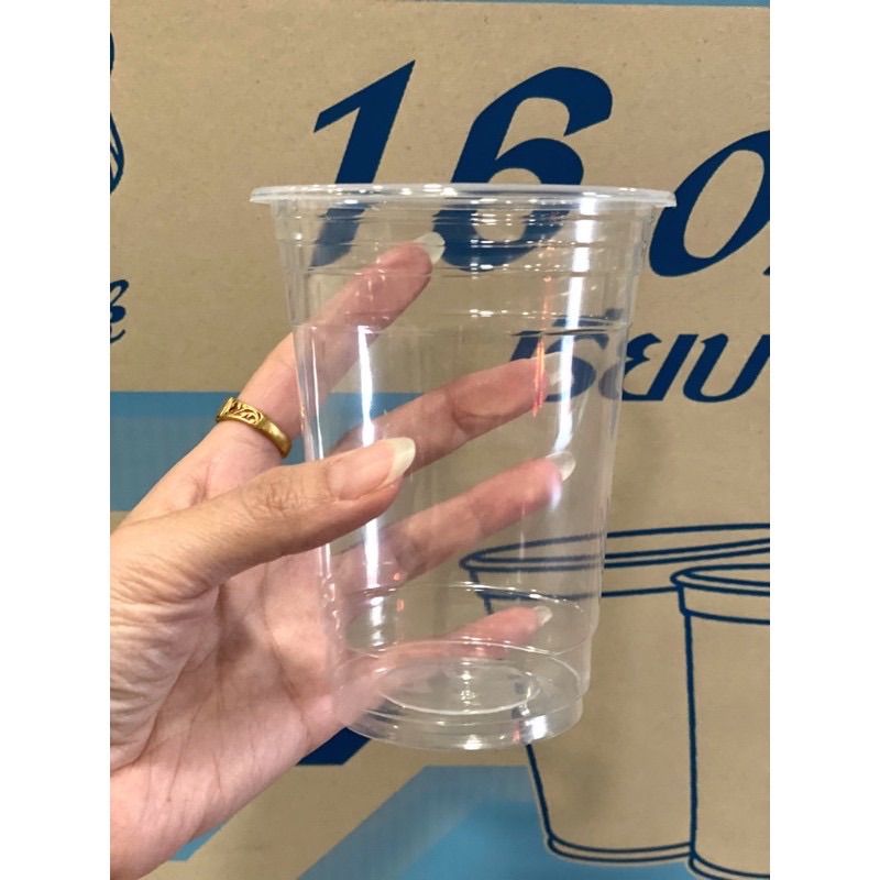 แก้ว16ออนซ์ เรียบใสปาก 95 mm.เนื้อPP(แก้วอย่างเดียว50ใบ)