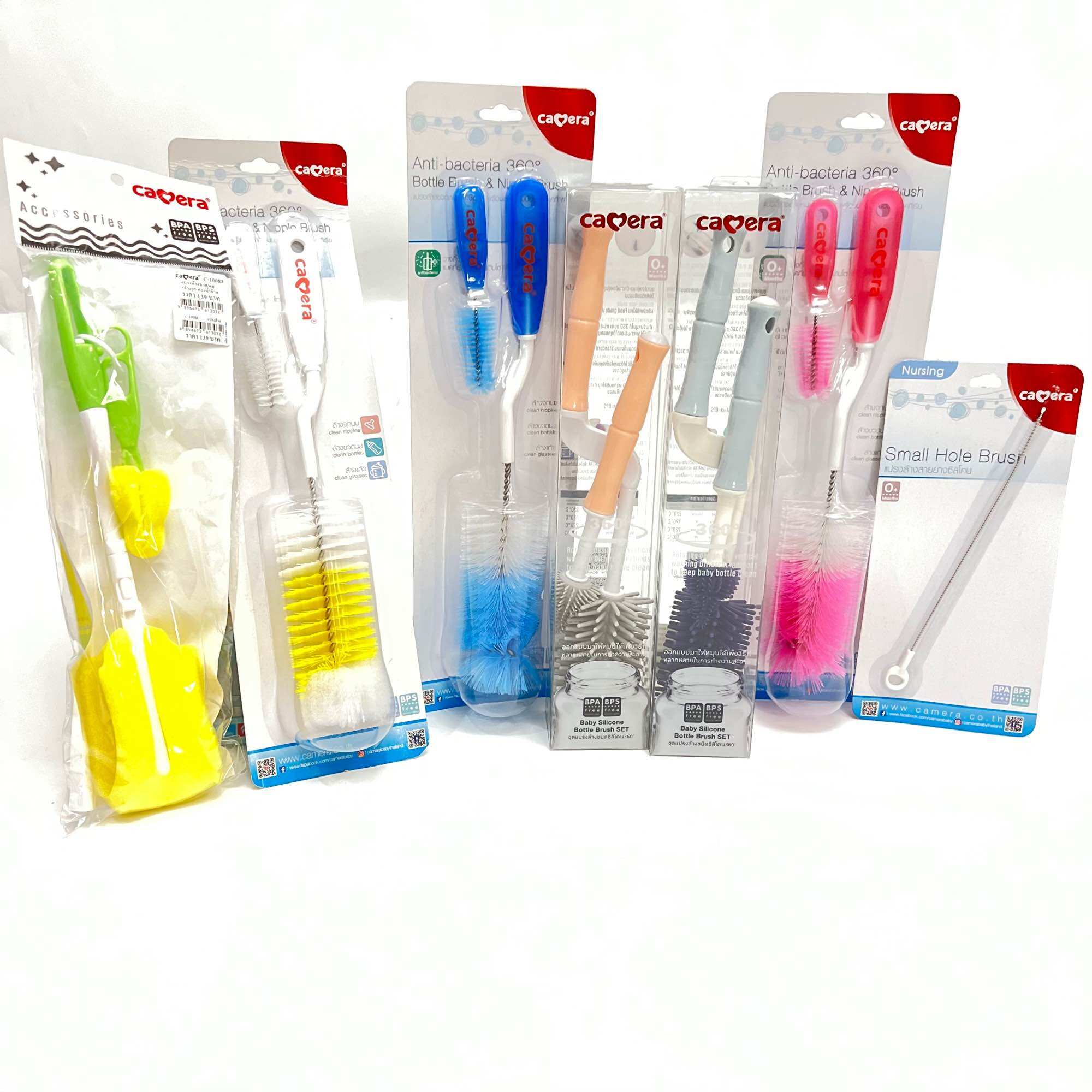 Camera แปรงล้างขวดนมพร้อมแปรงล้างจุกนม หมุนได้ 360 องศา หัวซิลิโคน หัวฟองน้ำ หัวแปรง ราคา 85 บาท*ส่งฟรี