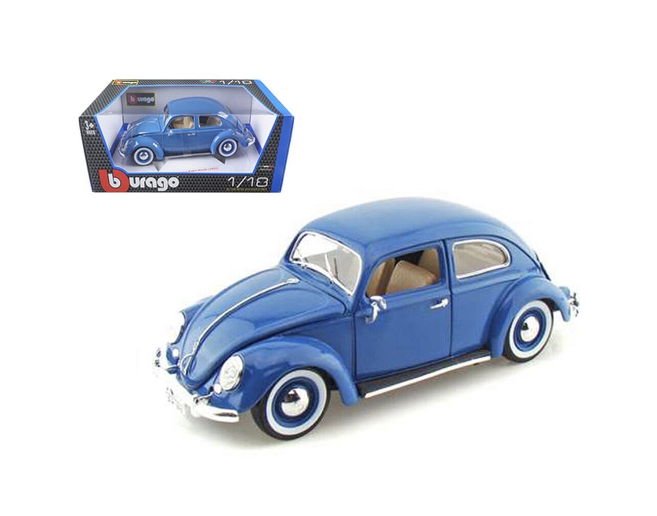 Burago Gold Collection 1/18 – Volkswagen Coccinelle 1955 Verte (occasion, Boîte Bon état)