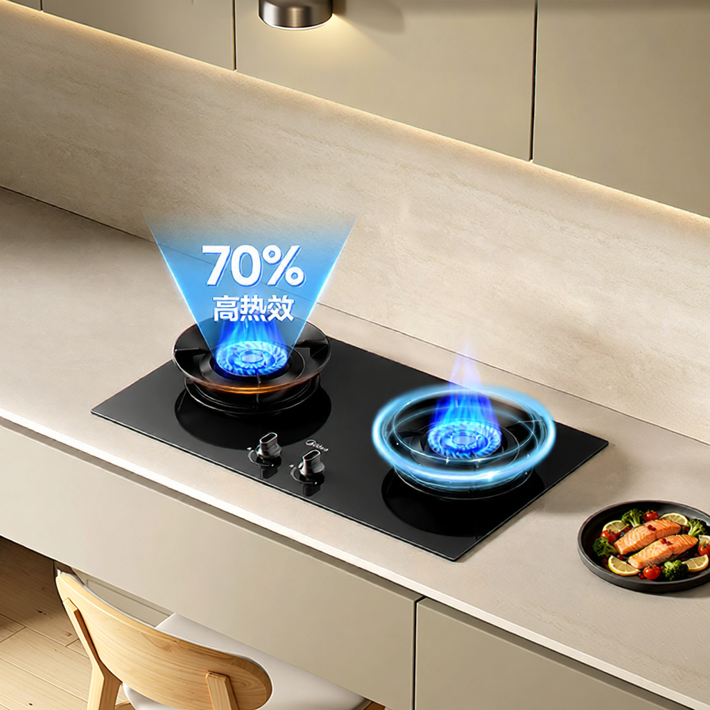 เตาแก๊ส Midea เตาใช้ในบ้านแบบฝังสแตนเลสที่เข้ากันได้กับ Multigas ราคา 12,519 บาท*ส่งฟรี