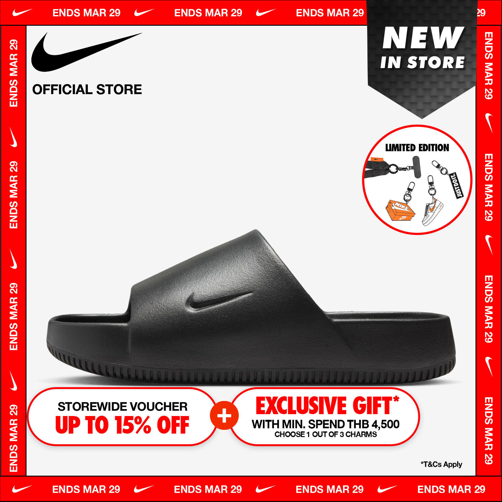 Nike Men's Calm Slide Shoes - Black ไนกี้ รองเท้าผู้ชาย Calm Slide - สีดำ ราคา 1,800 บาท*ส่งฟรี