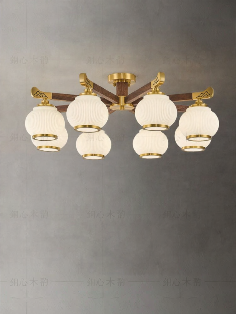 TONGXINMUYUN | Elegant New Chinese Ceiling Light Black Walnut ราคา 19,212 บาท*ส่งฟรี