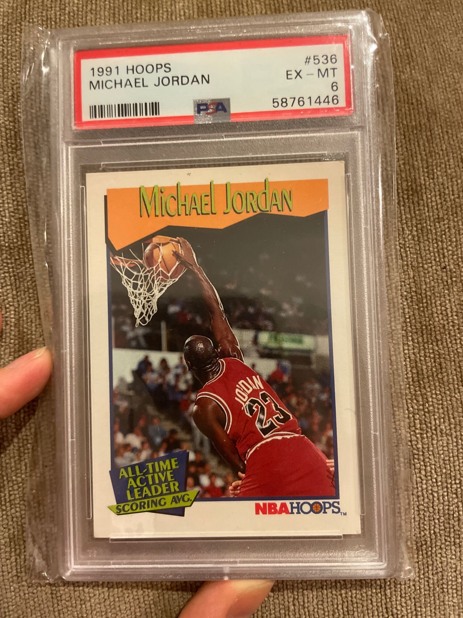 1991 Hoops Michael Jordan All Time Active Leader Scoring AVG PSA 6
