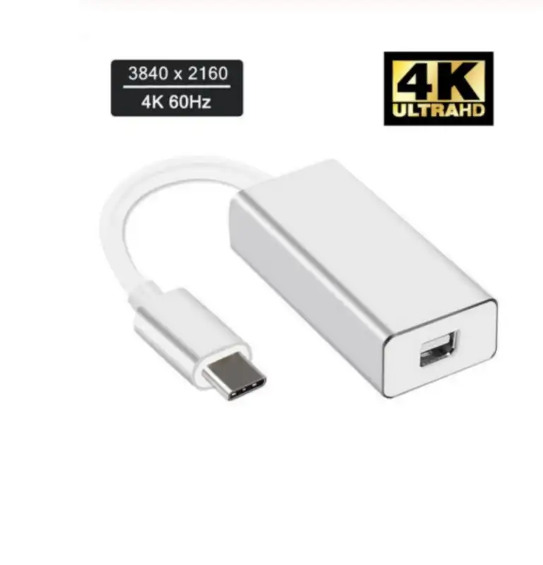 ภาพหน้าปกสินค้าUSB-C to Mini DisplayPort Adapter, USB 3.1 Type C (Thunderbolt 3) to Mini DP Adapter 4K Compatible with Macbook Pro, Lenovo T470, to LED Cinema Display /Dell Monitor