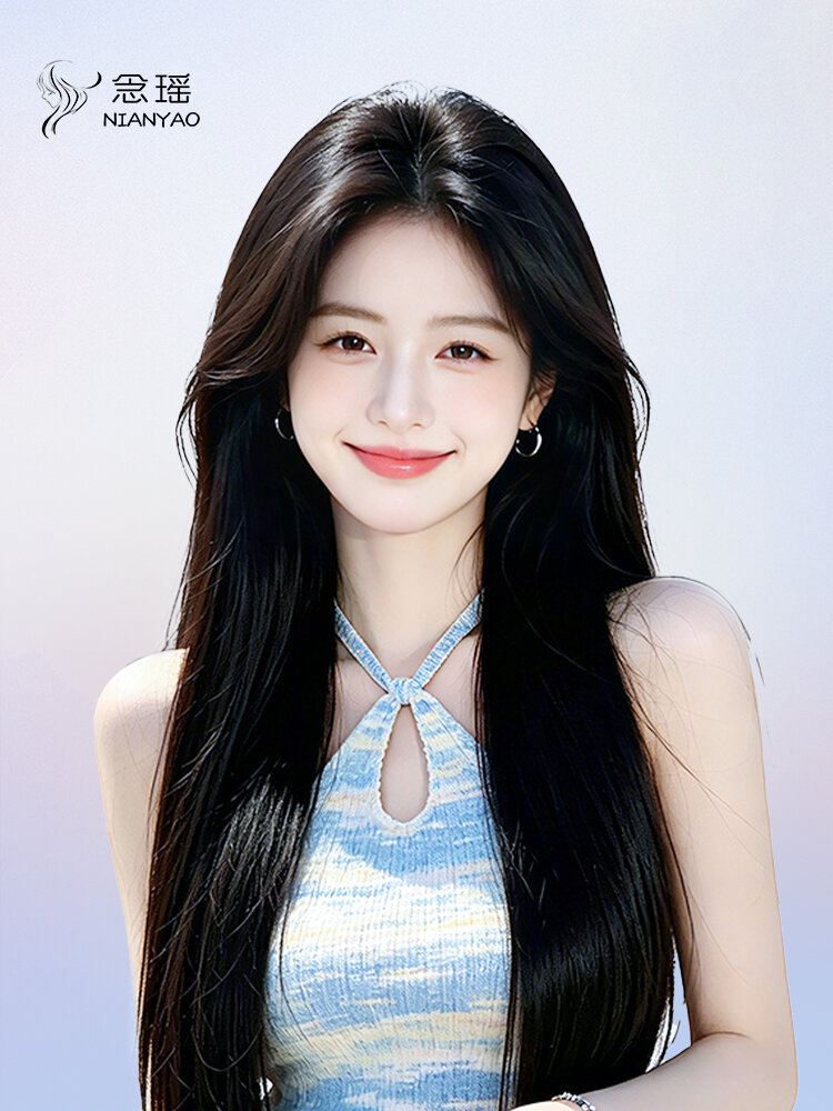 NIANYAO | Micro Needle Natural Seamless Black Straight Invisible Voluminous Wig ราคา 21,631 บาท*ส่งฟรี