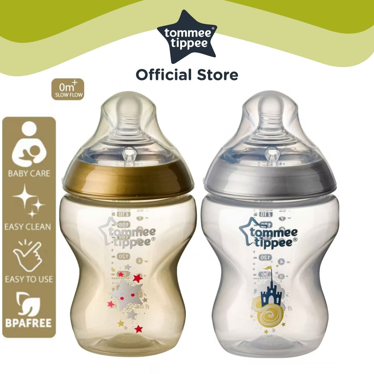 Tommee Tippee Morning 🌞 New 0m+จุก original Born รุ่น 50 years UK ขวดนม ขนาด 9 ออนซ์. ขวดนมคอกว้าง เสมือนนมแม่ แรกเกิด ราคา 199 บาท*ส่งฟรี