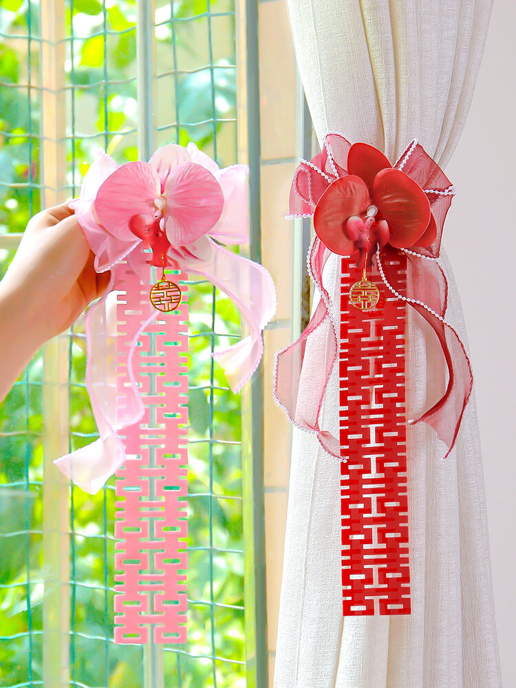 เลือกซื้อ ผ้าม่าน ชุดตกแต่งห้องนอนสำหรับงานแต่งงาน ชุดผ้าม่านรูปดอกไม้สีชมพู ตกแต่งสไตล์หวานๆ สำหรับห้องนอนและห้องนั่งเล่น ราคาพิเศษ มีเก็บเงินปลายทาง