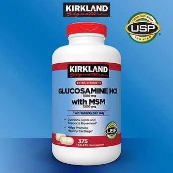 Kirkland Glucosamine MSM 1500 MG 375 เม็ดกลูโคซามีน บำรุงกระดูก Exp.03/2024 เหลือ 6 ปุก