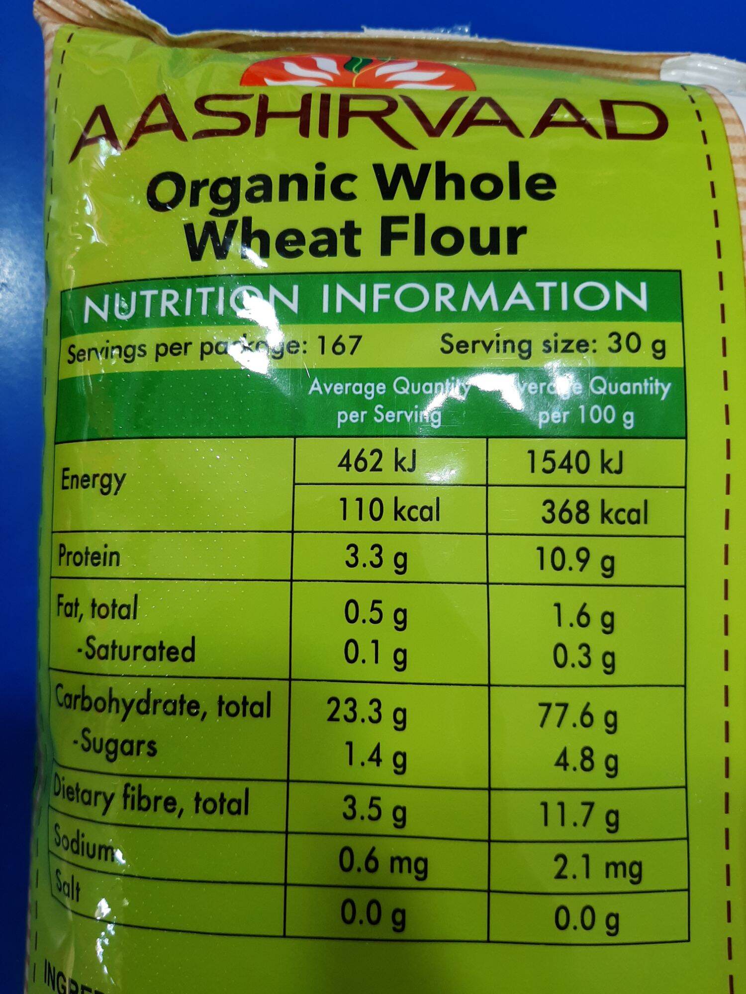 ITC Aashirvaad organic atta (whole wheat flour) 5kg แป้งโรตี.Expire