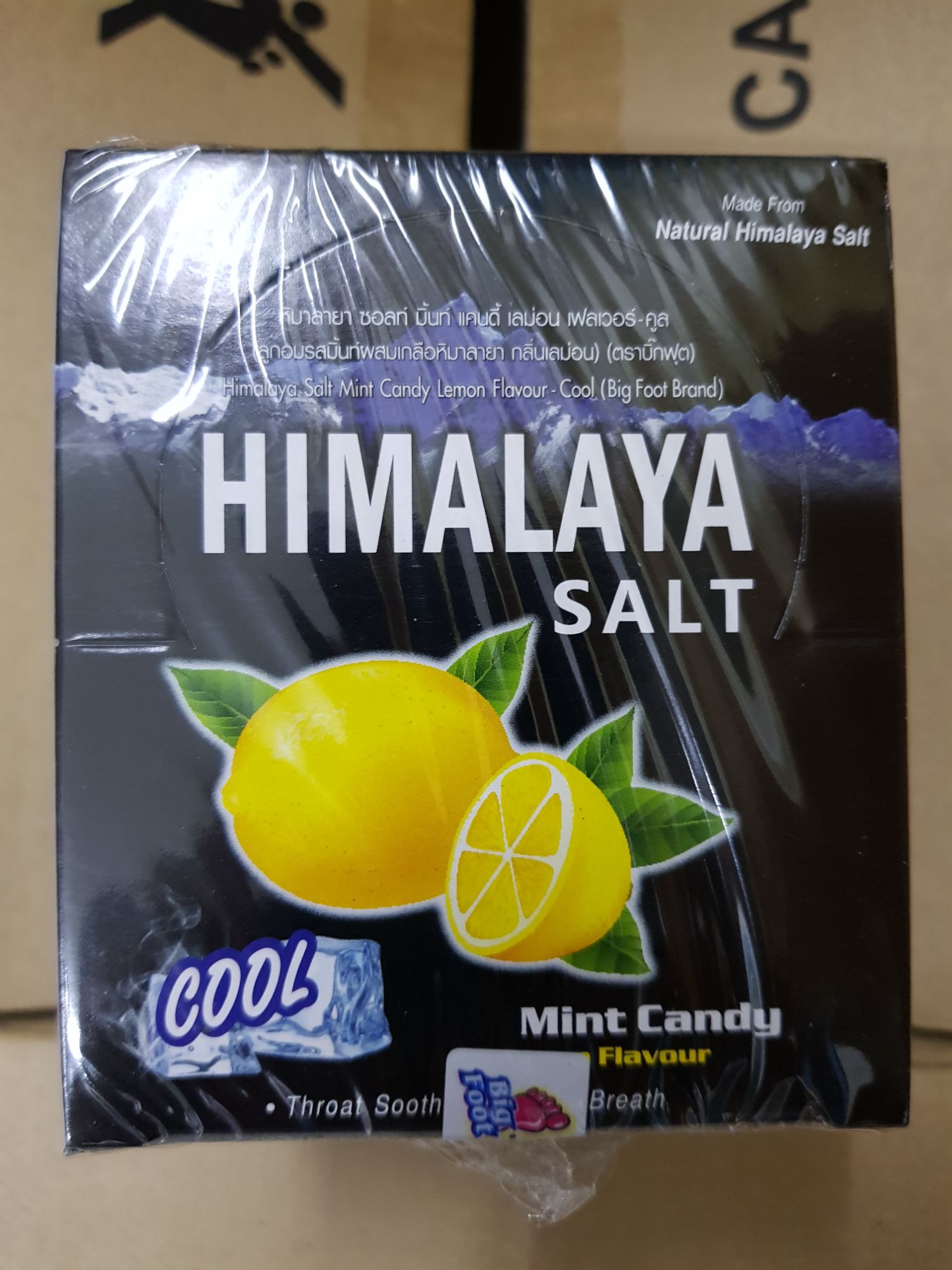 Himalaya salt Mint Candy ลูกอมหิมาลายารสมิ้นท์ผสมเกลือ กลิ่นเลมอน จำนวน 1กล่อง(12ซอง)