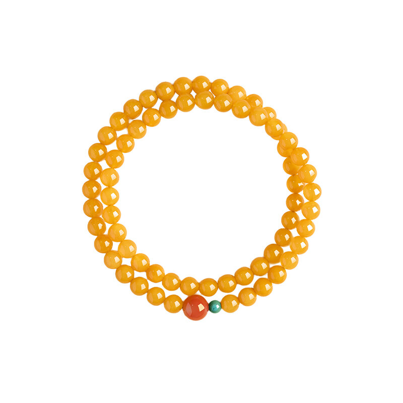 QINGXIANGTAI | Genuine Natural Chicken Oil Yellow Amber Beads Bracelet Female Double Strand ราคา 1,519 บาท*ส่งฟรี