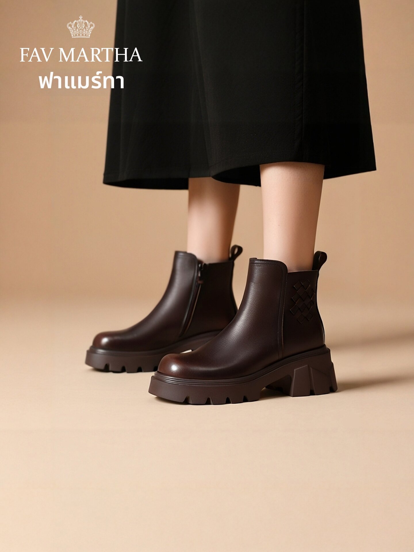 Height-Enhancing Winter Leather Boot Faux Fur Inside ราคา 8,207 บาท*ส่งฟรี
