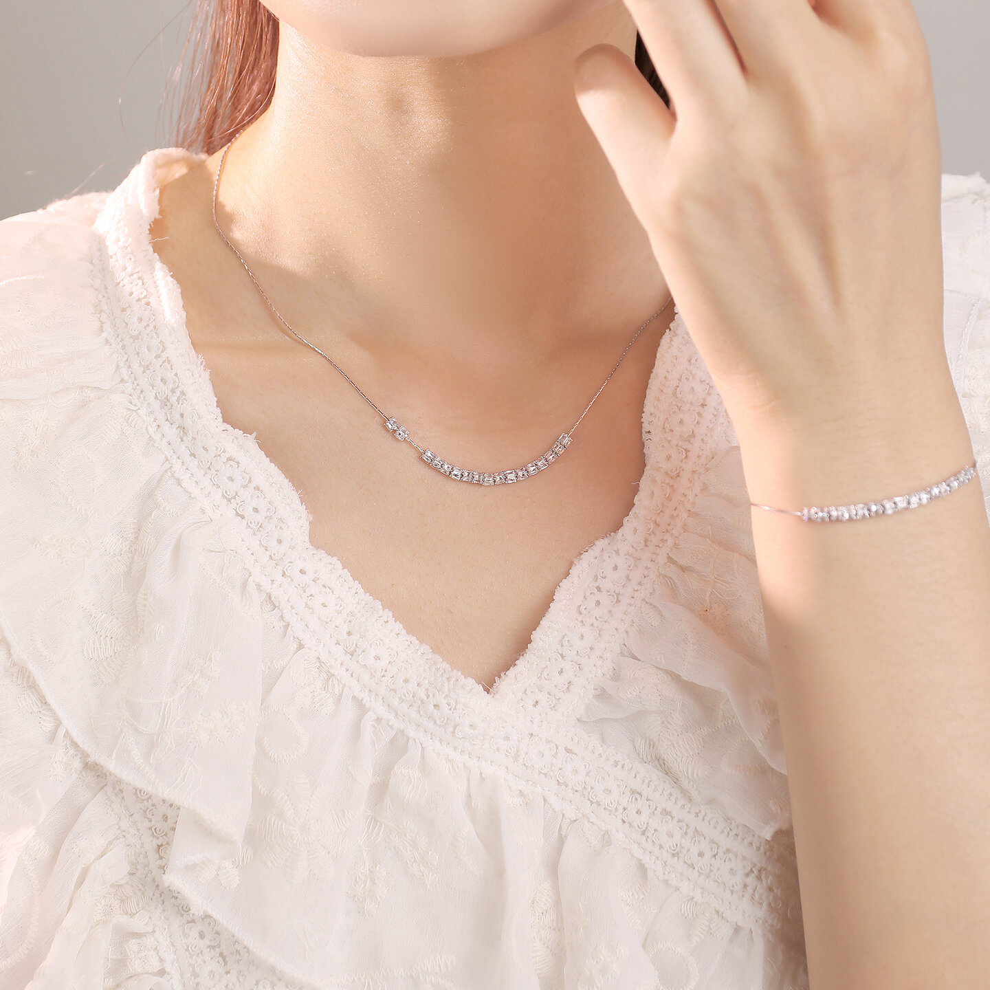 [HANJIU | Sparkling Simple Sterling Silver Necklace,HANJIU | Sparkling Simple Sterling Silver Necklace,] ราคา 2,517 บาท*ส่งฟรี